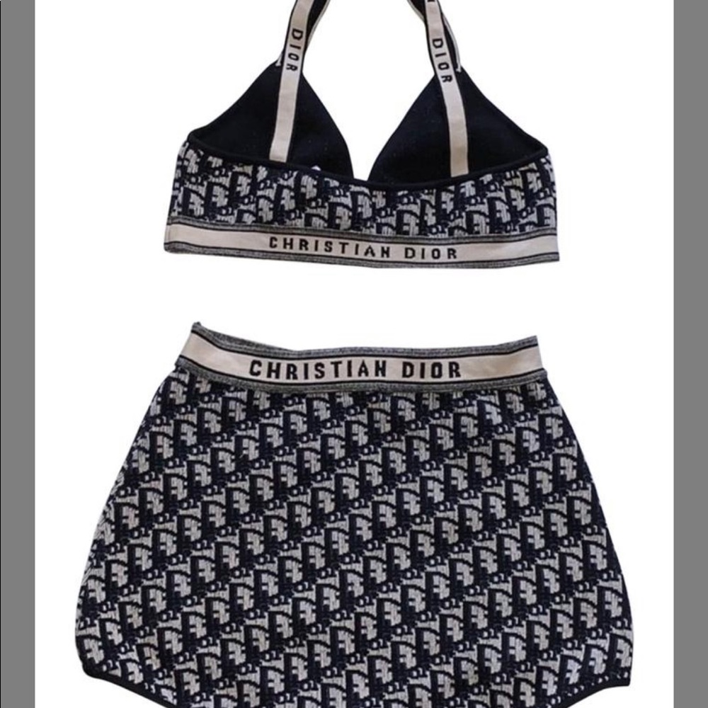 Navy blue and grey ecru Dior oblique technical cotton barley And shorts